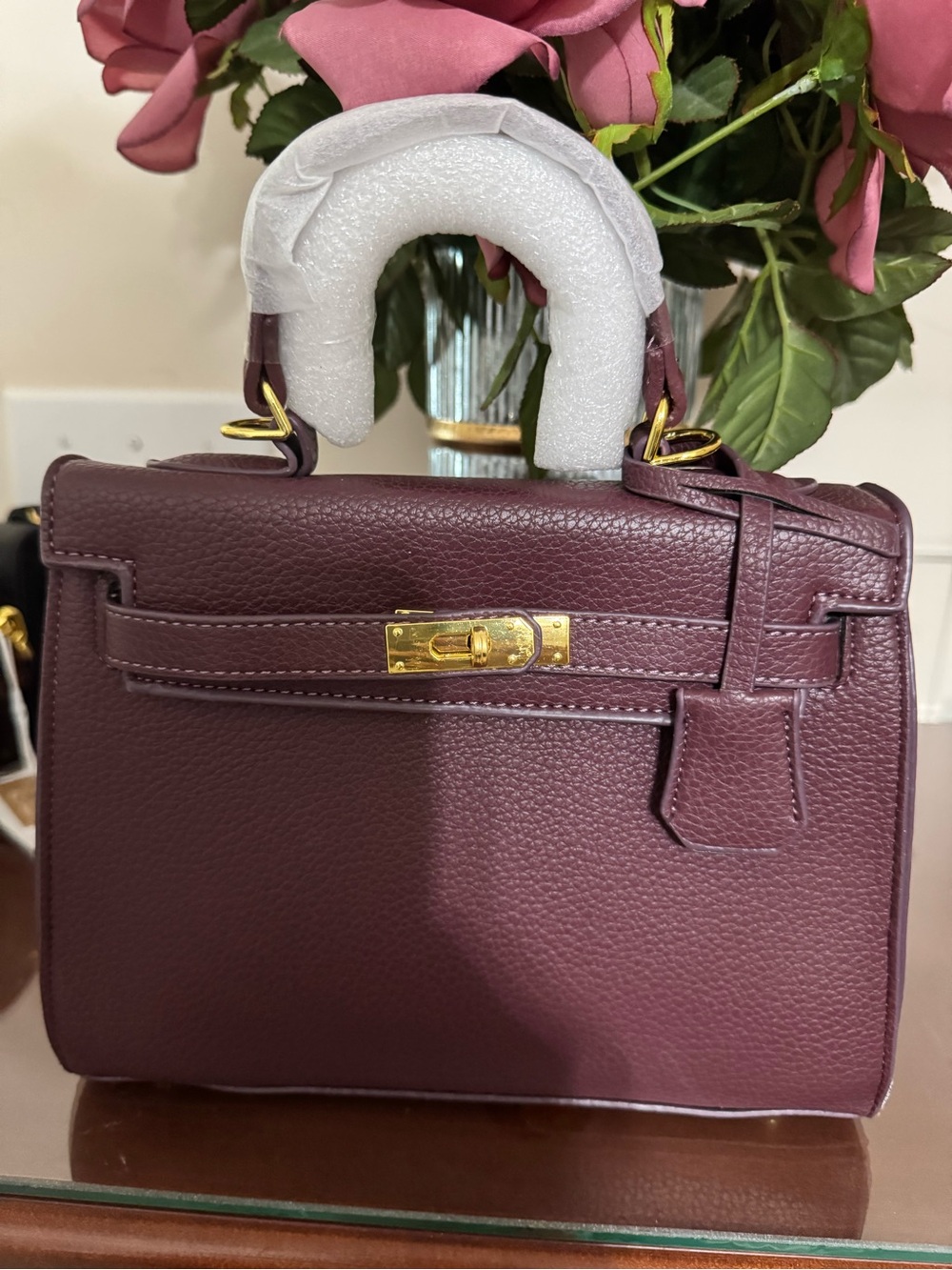 Structured Top-Handle Women's Bag in Plum